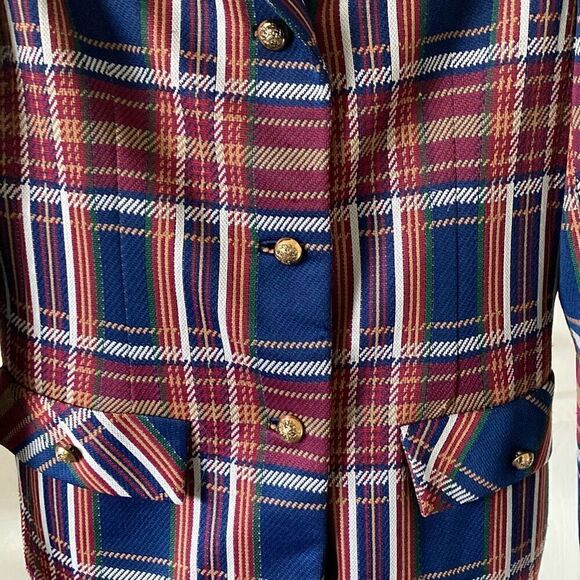 Women’s Navy Plaid 3 Button Blazer size Medium - Picture 3 of 6